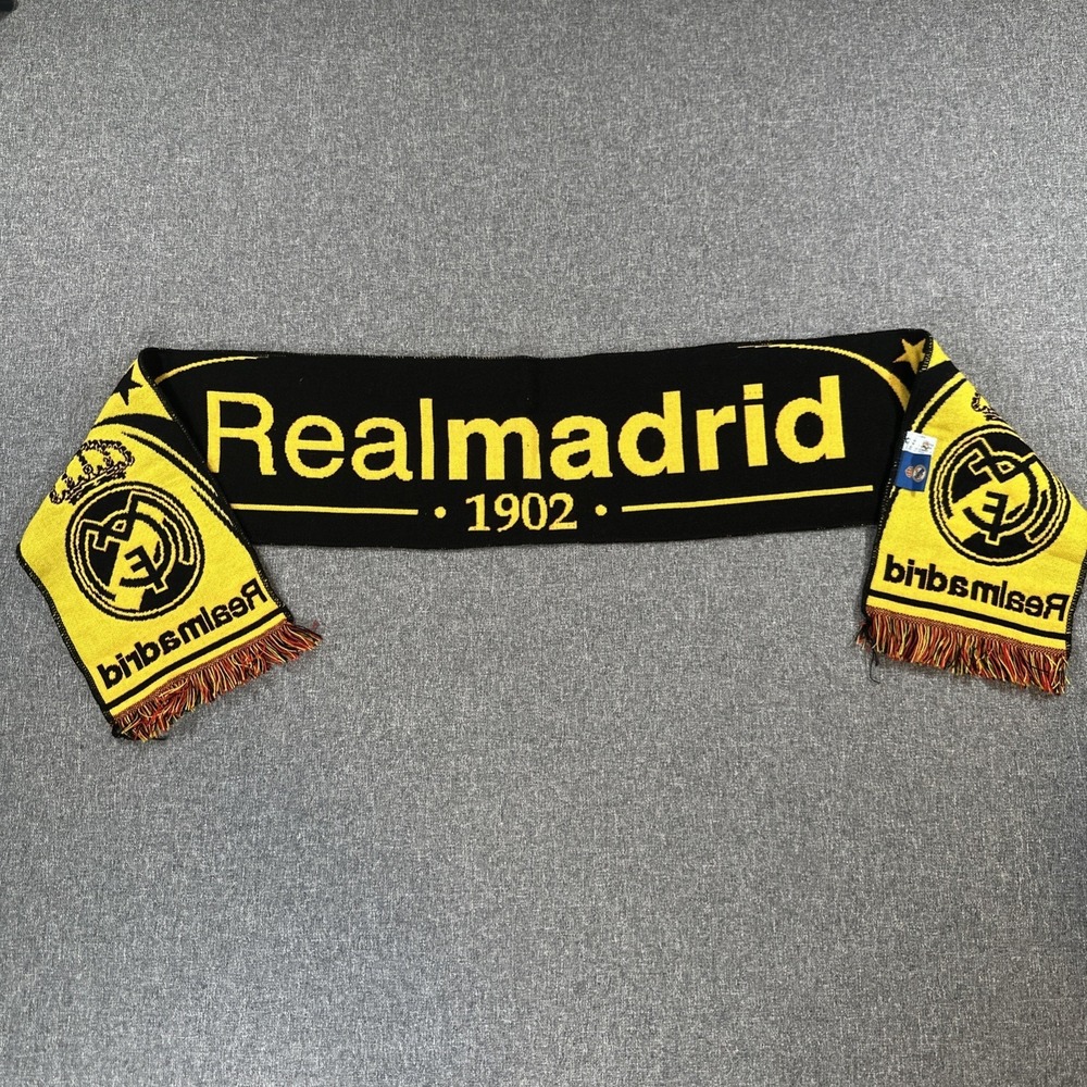 Real Madrid Soccer Scarf 1902 Official Fan Club Football Yellow Black Spain
